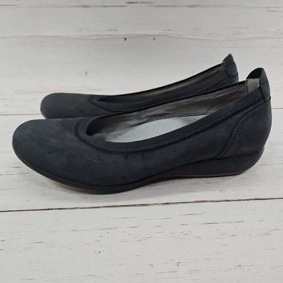 Dansko Womens Kristen Black Nubuck Leather Ballet Flats Slip On Shoes EU 37 US 7 - Picture 2 of 10